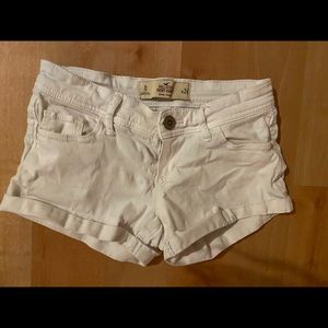White stretch Hollister jean low rise short.